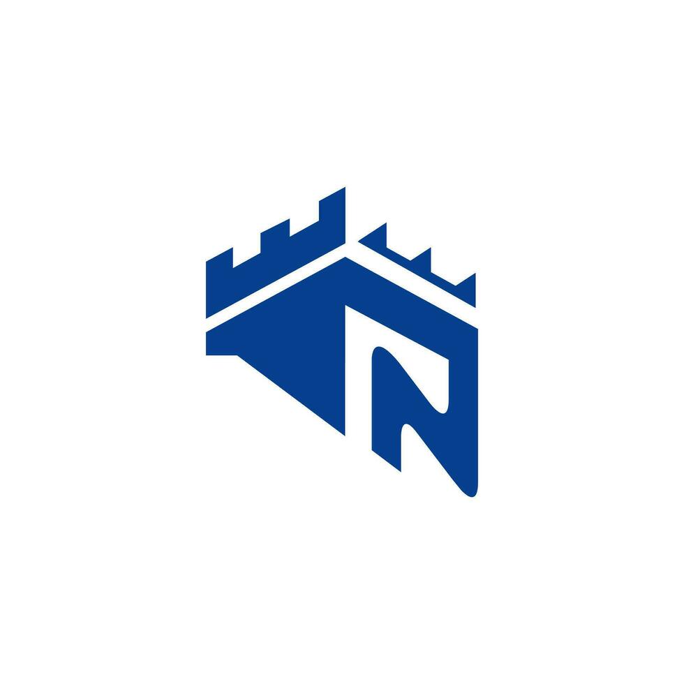 quest'ultimo n logo modello vettore astratto monogramma simbolo castello edificio logo design concetto.