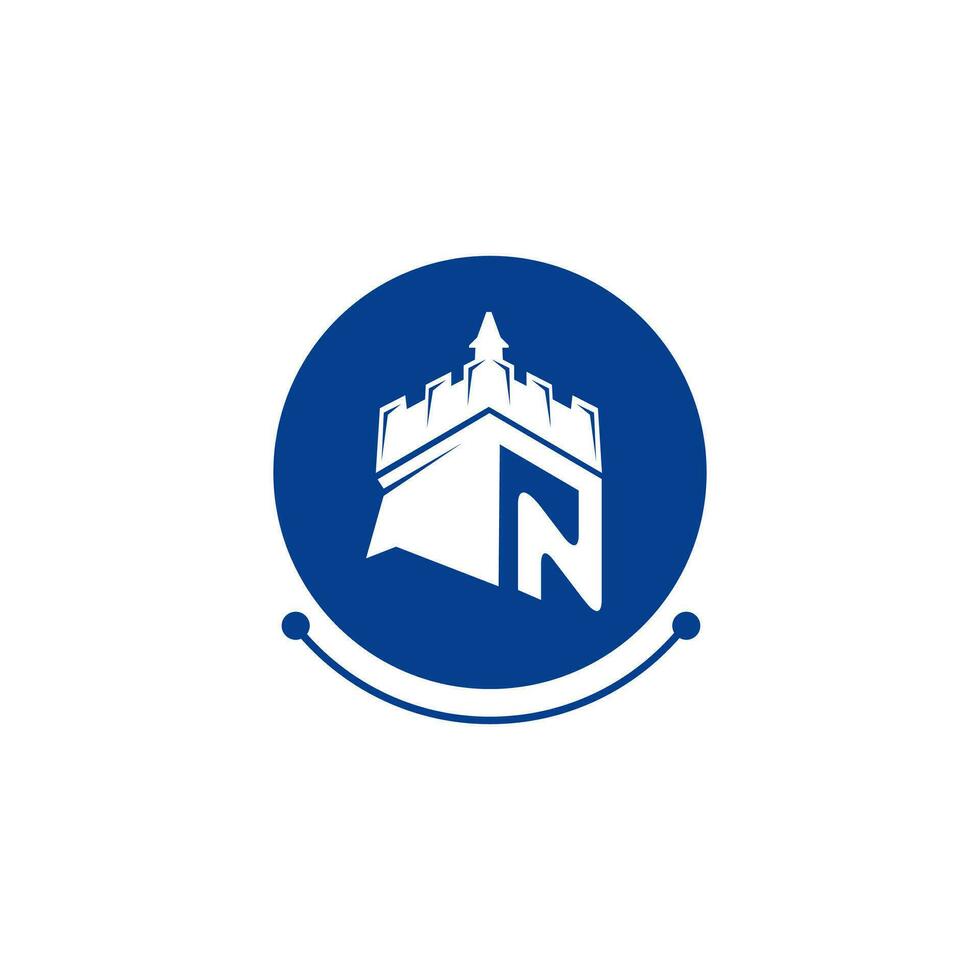 quest'ultimo n logo modello vettore astratto monogramma simbolo castello edificio logo design concetto.