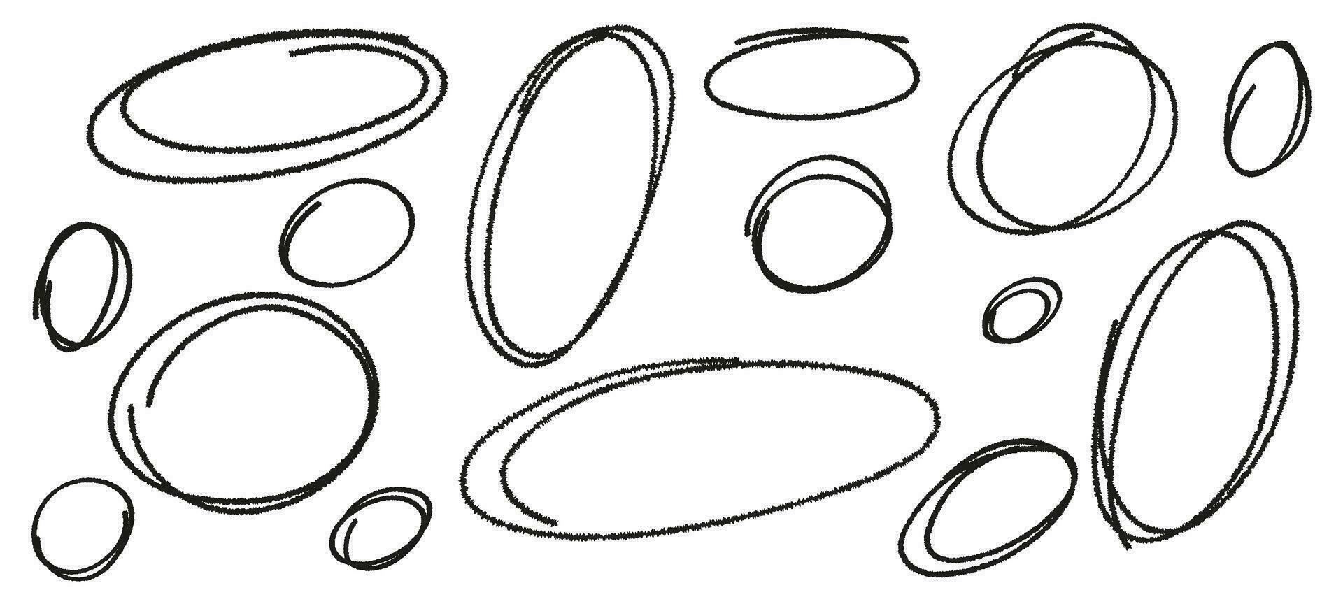 scarabocchiare ellissi e palloncini per cerchio e evidenziare testo. impostato di disegnato a mano vettore scarabocchio ellissi.flat vettore isolato illustrazione