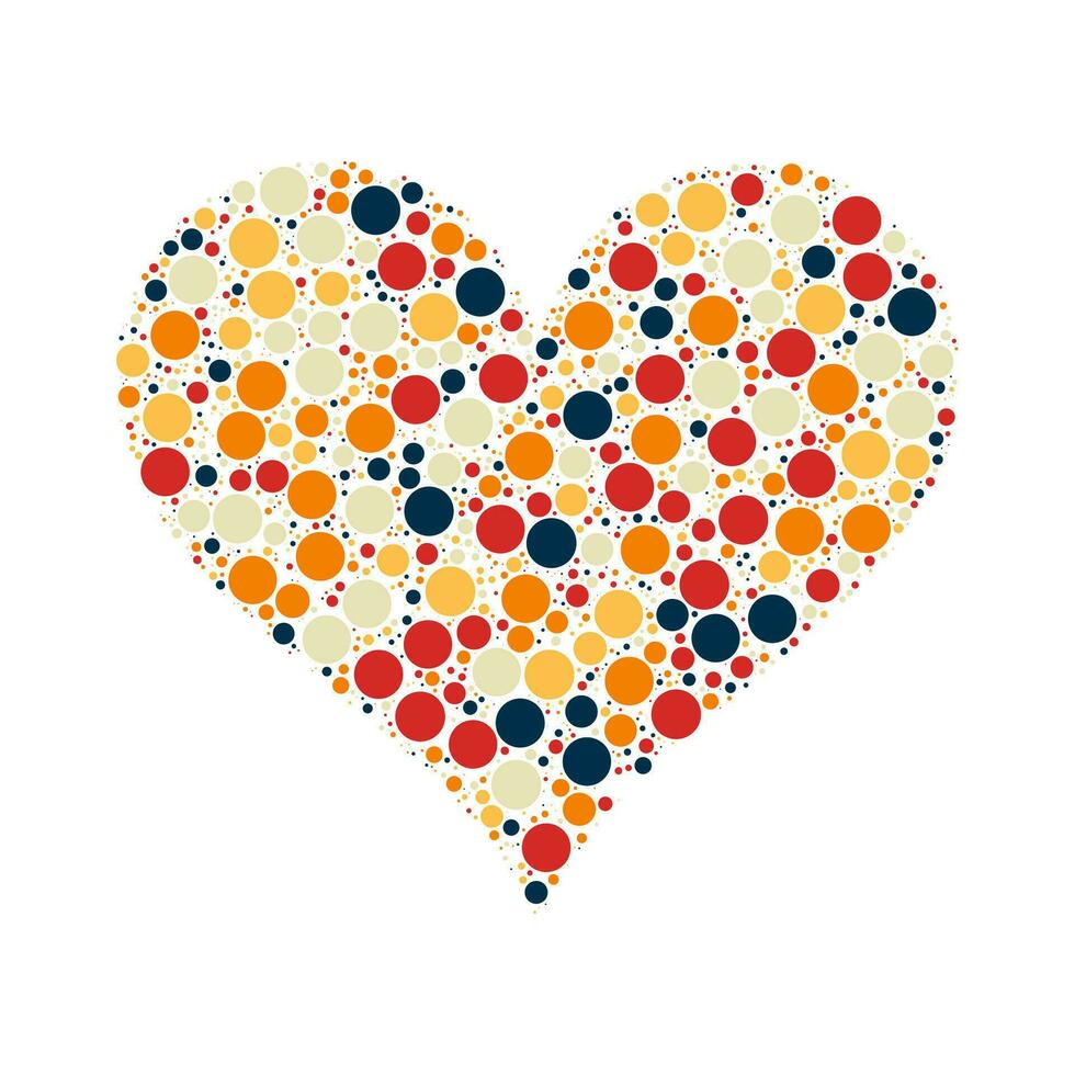 colorato mezzitoni cerchio puntini cuore logo isolato su bianca sfondo. amore scarabocchio bolla cuori vettore illustrazione.