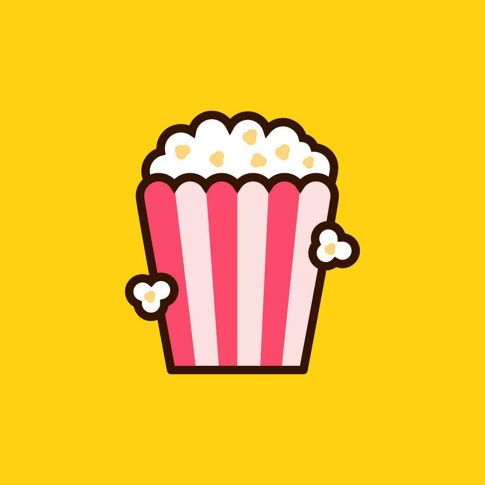 Popcorn vettore illustrazione su giallo sfondo. semplice Popcorn cartone animato