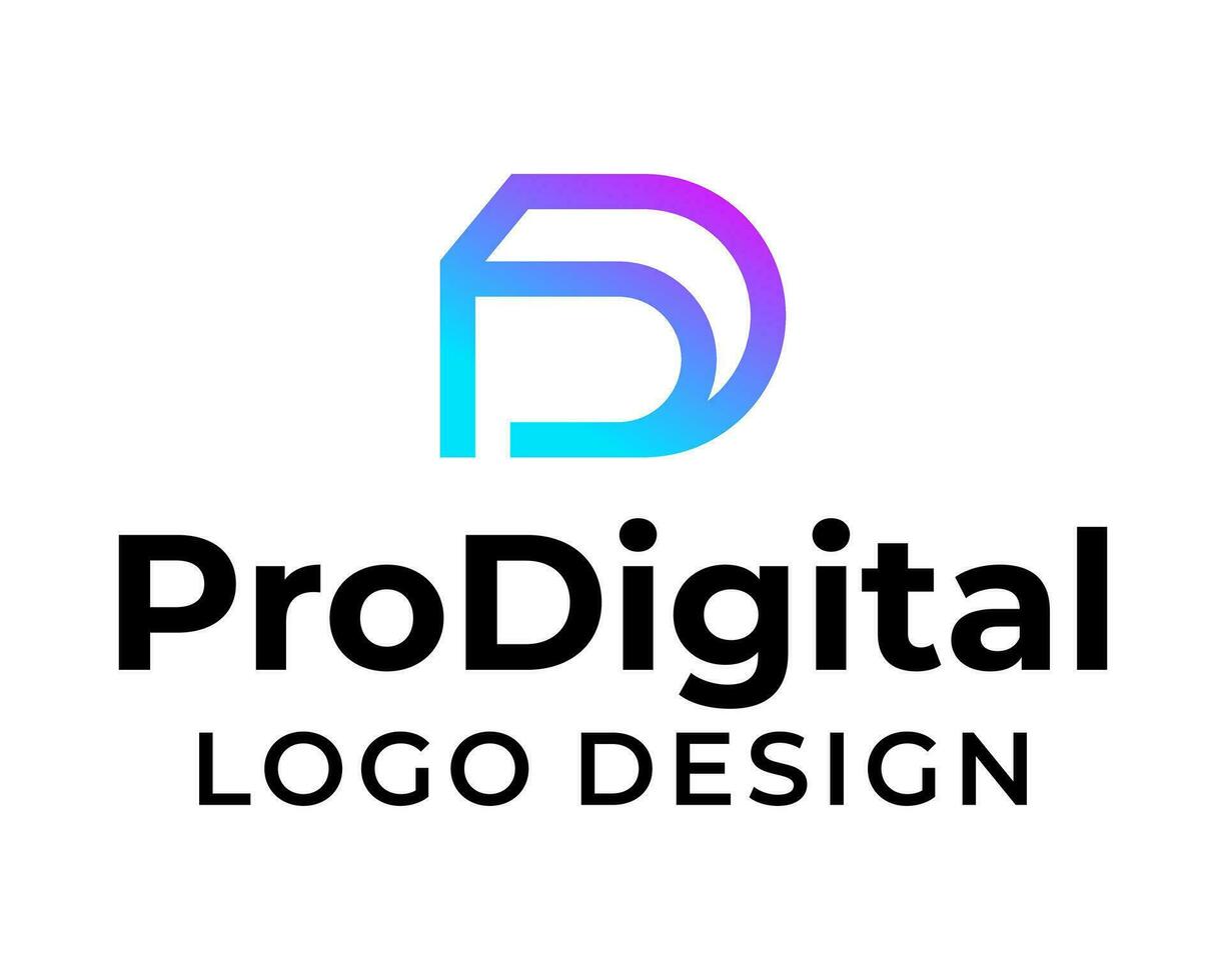 pd lettera monogramma digitale tecnologia logo design. vettore