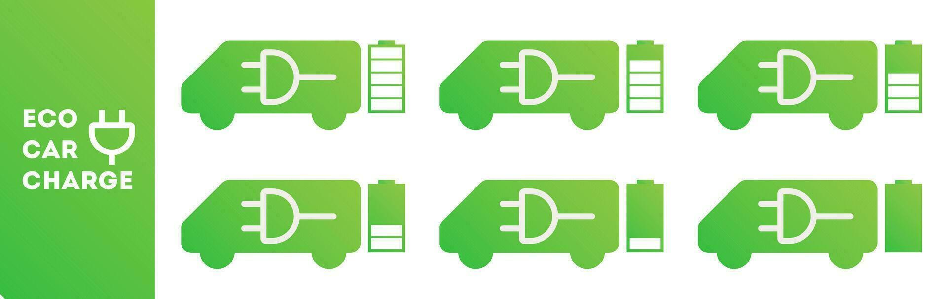 ricarica eco auto icone. vettore impostato icone isolato su bianca sfondo