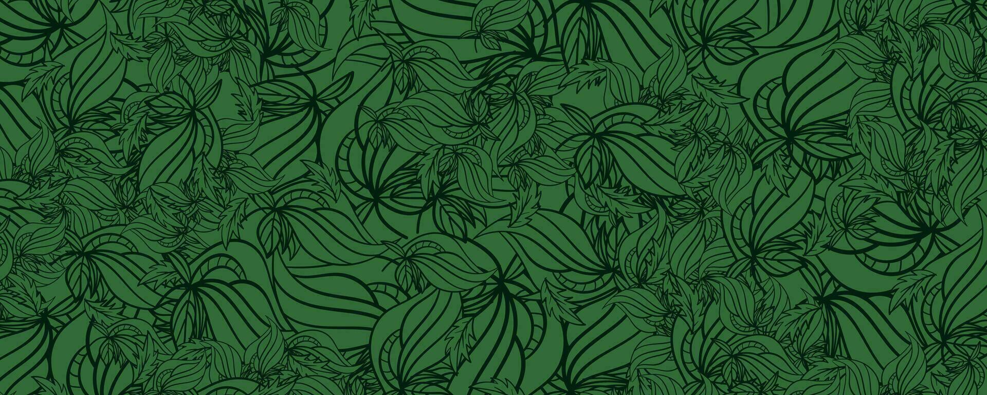 buio verde modello con mano disegnato tropicale fiori. vettore illustrazione.