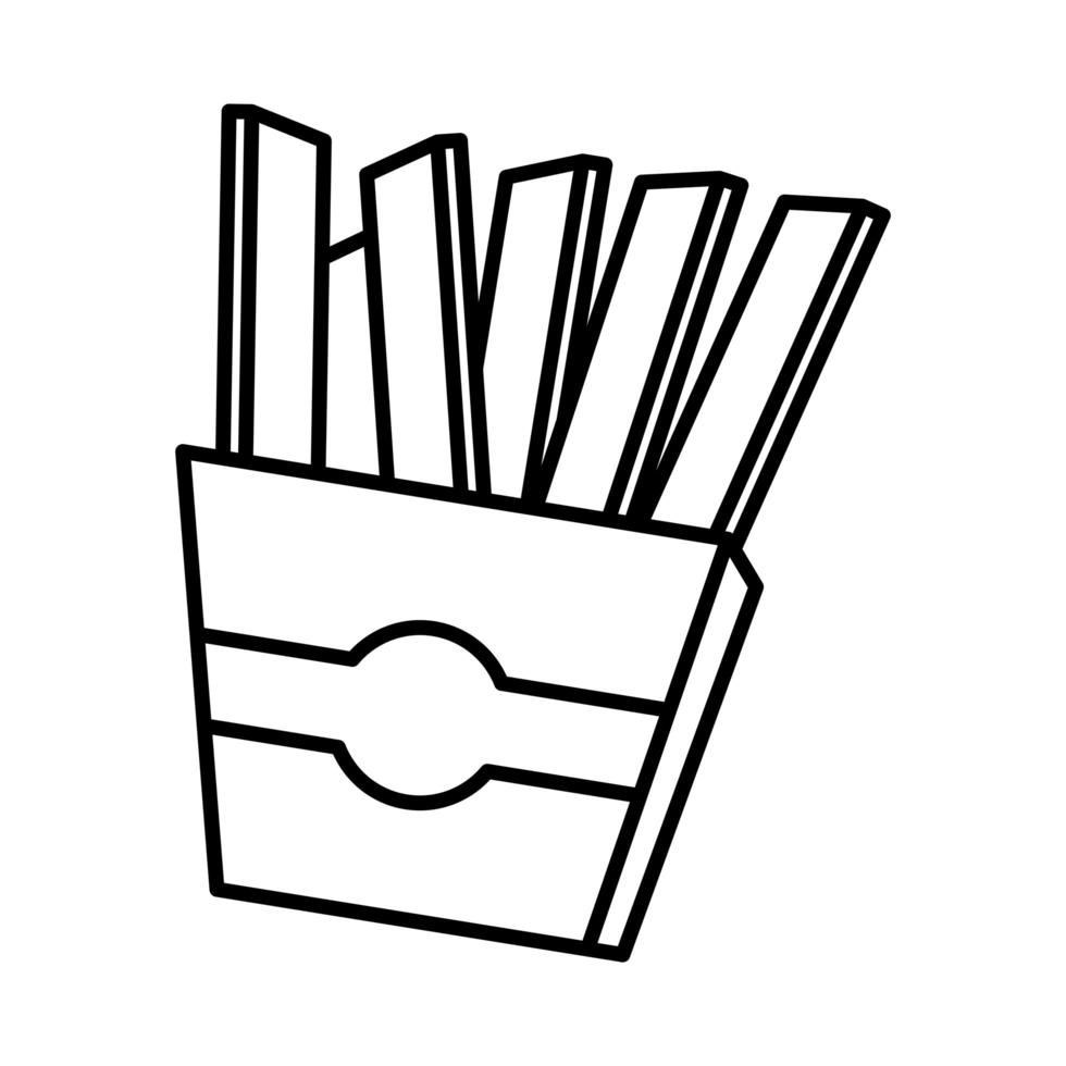 Patatine fritte fast food pop art icona della linea in stile fumetto vettore