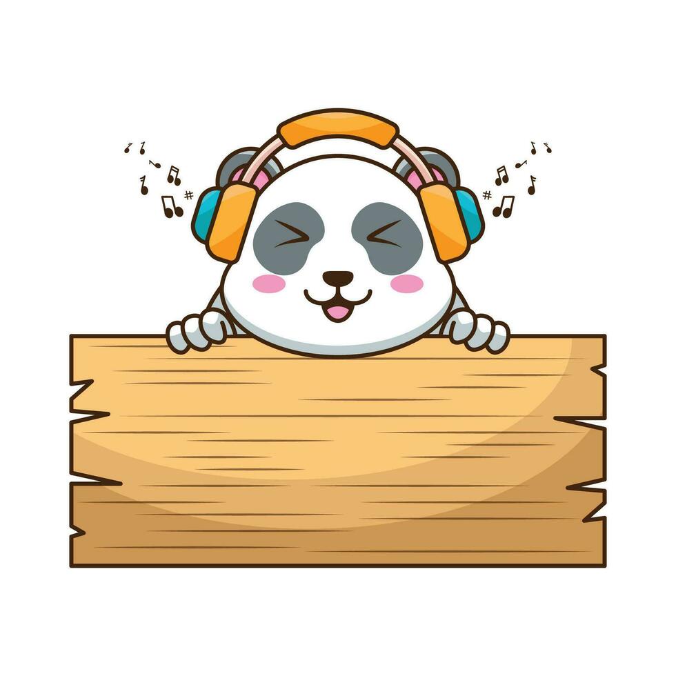 carino cartone animato panda Tenere un' vuoto cartello con tutti e due mani isolato su bianca sfondo vettore