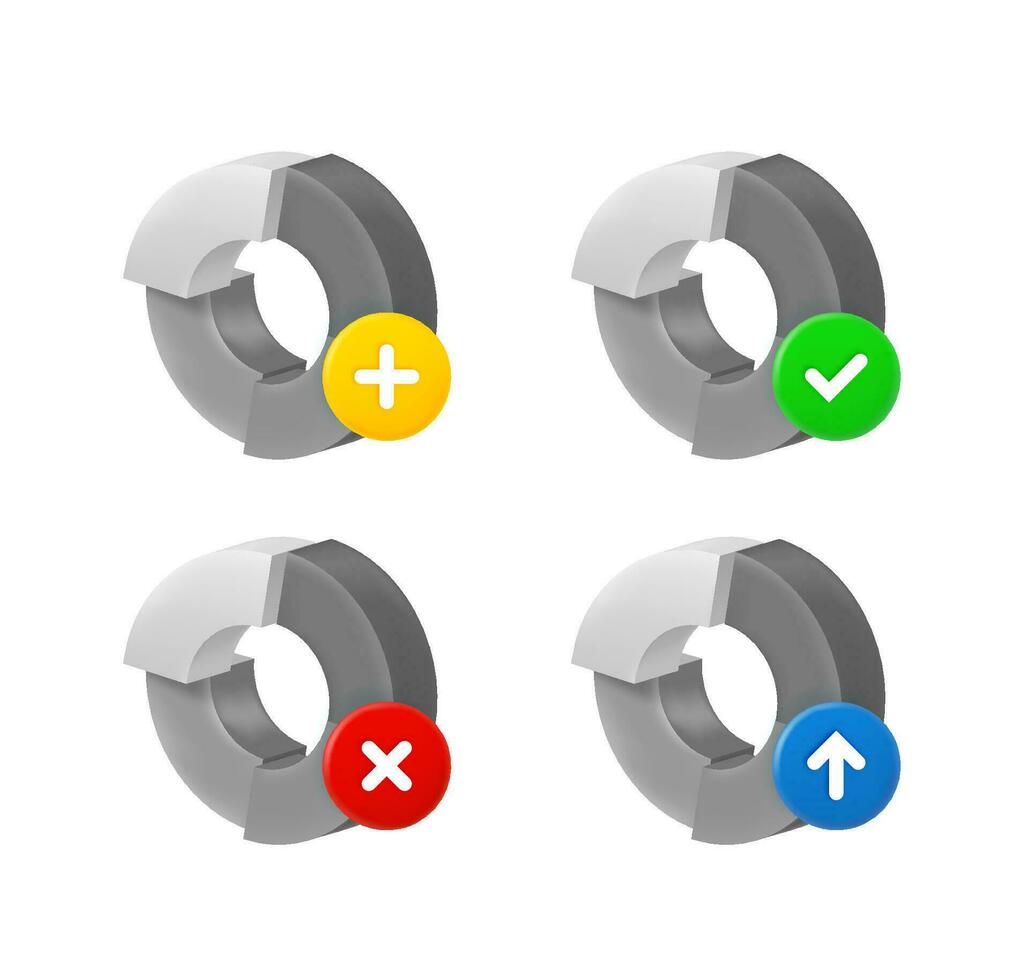 torta grafico icona impostato con diverso pittogrammi. 3d vettore icone impostato