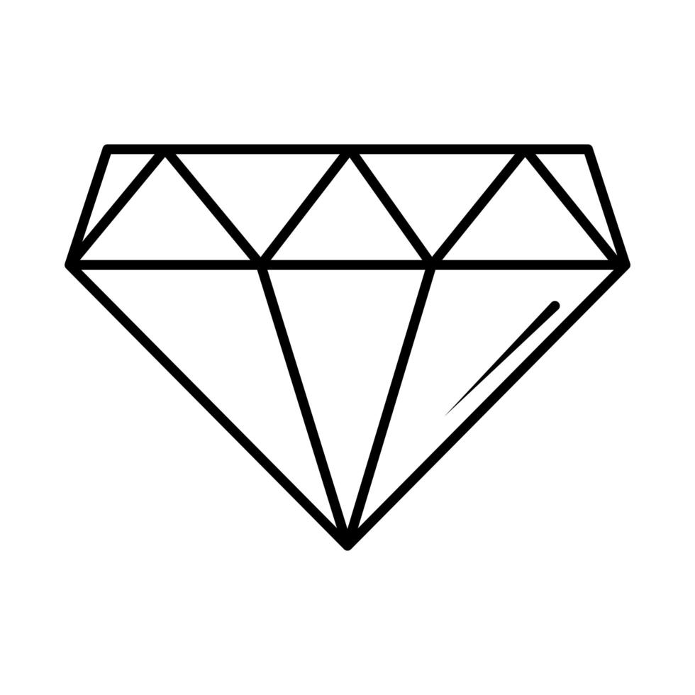 icona della linea in stile fumetto pop art con gemma di diamanti vettore