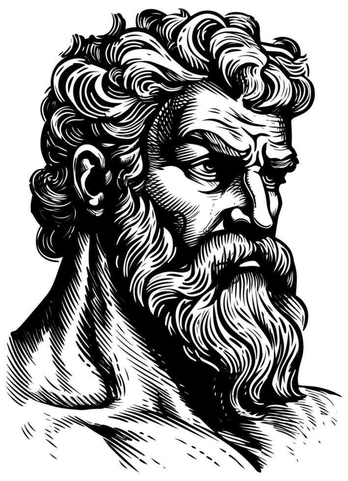 greco romano ritratto linocut vettore