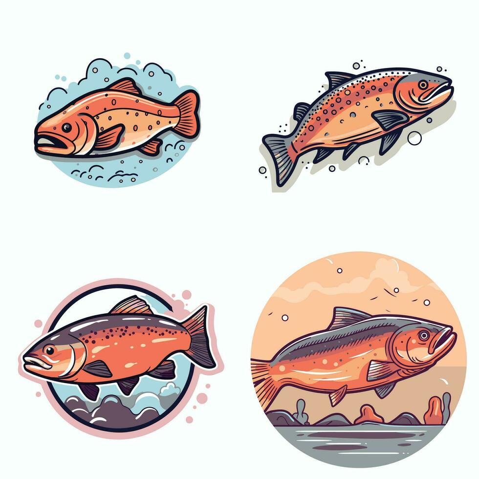 salmone pesce icona illustrazione. fresco pesce pronto per cucinare. giapponese cibo icona. frutti di mare ristoranti icona vettore