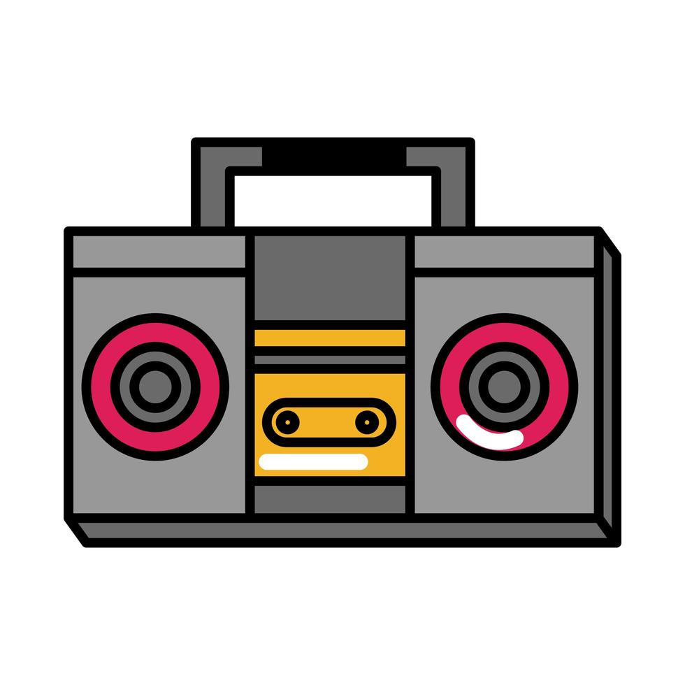 icona piatta in stile fumetto pop art di musica boombox vettore
