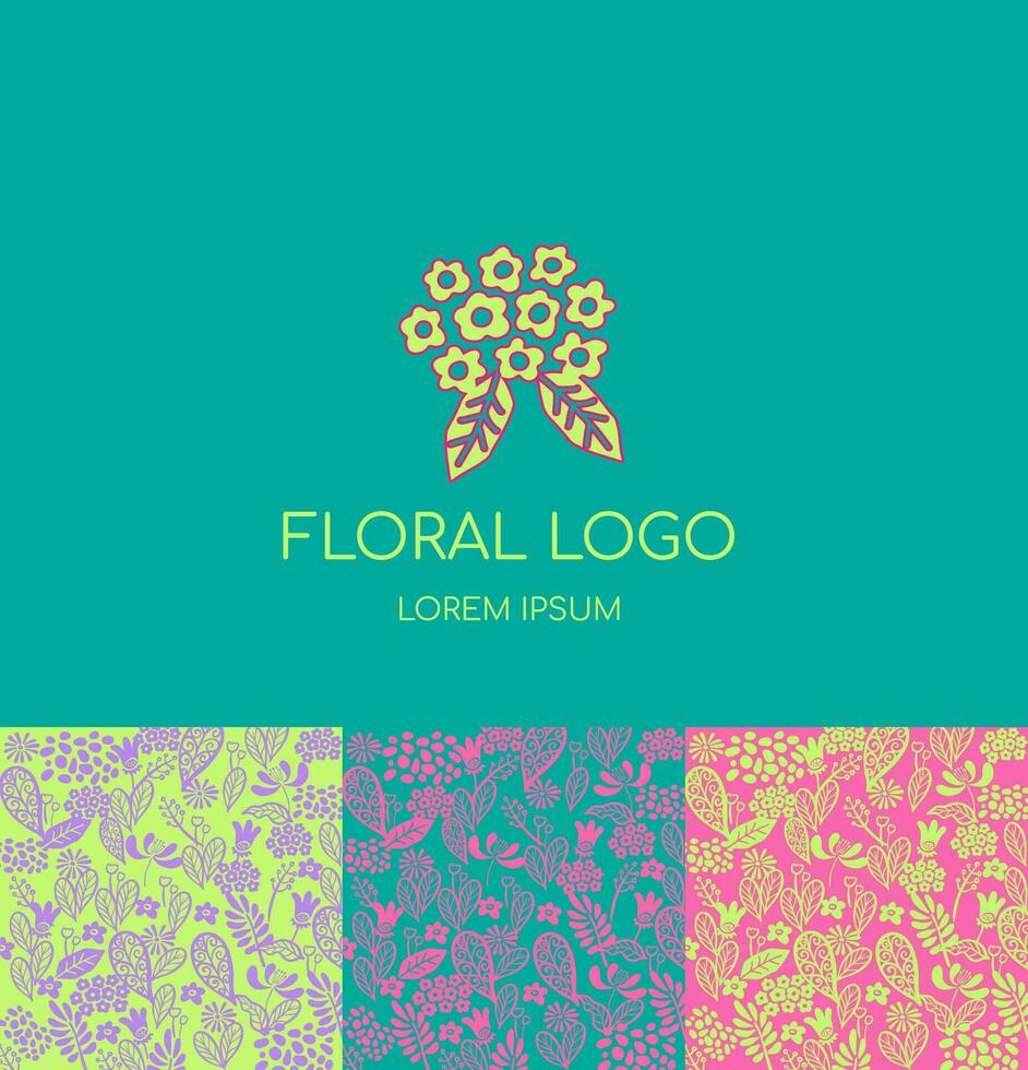 collezione di unico floreale logo e tre modelli con popolare stile fiori. aziendale identità impostato per fiore negozio, bridal boutique, bellezza salone. vettore floreale impostare.
