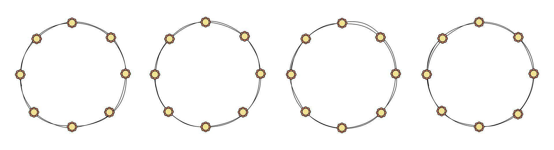 cerchio telaio decorazione elemento con fiori vettore impostato