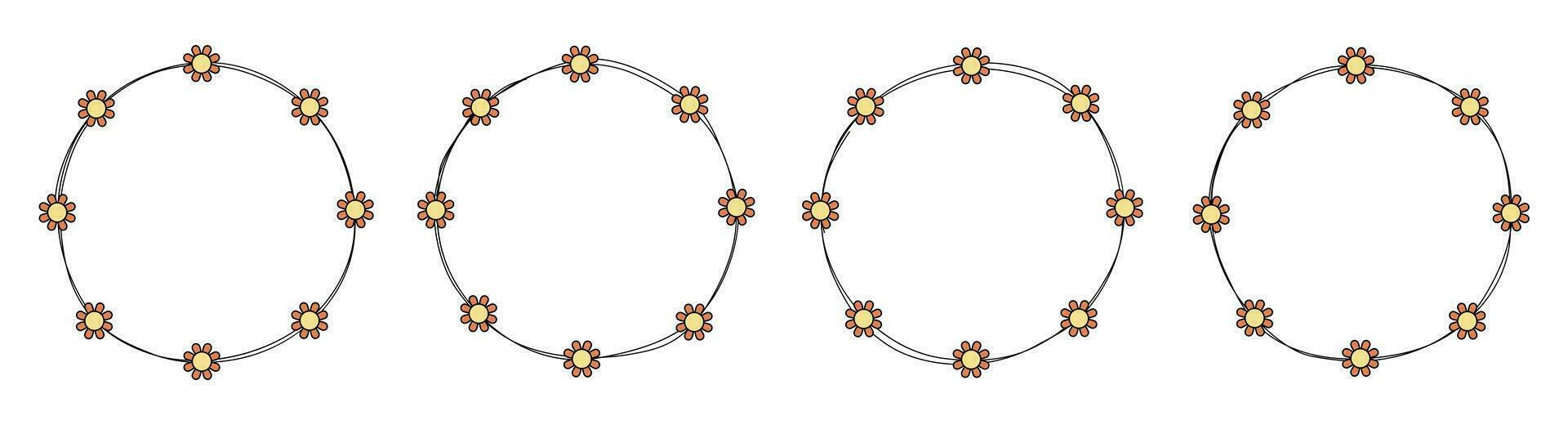 cerchio telaio decorazione elemento con fiori vettore impostato