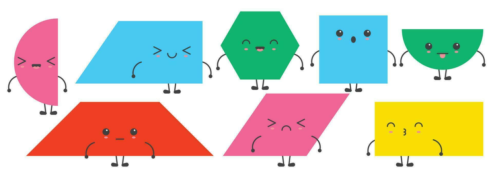 cartone animato geometrico forma con emozioni vettore illustrazione collezione