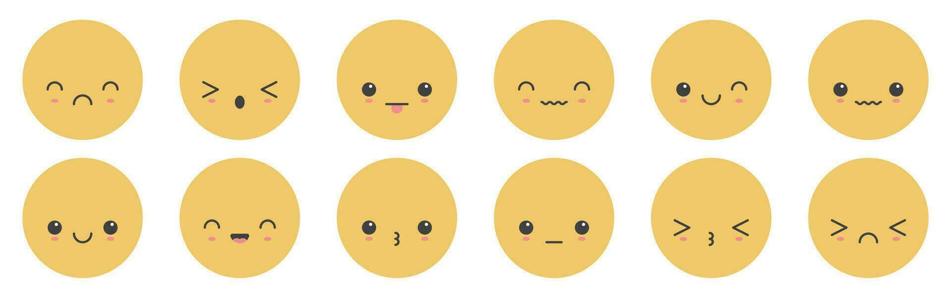 cartone animato emoji facce con diverso umore vettore illustrazione collezione