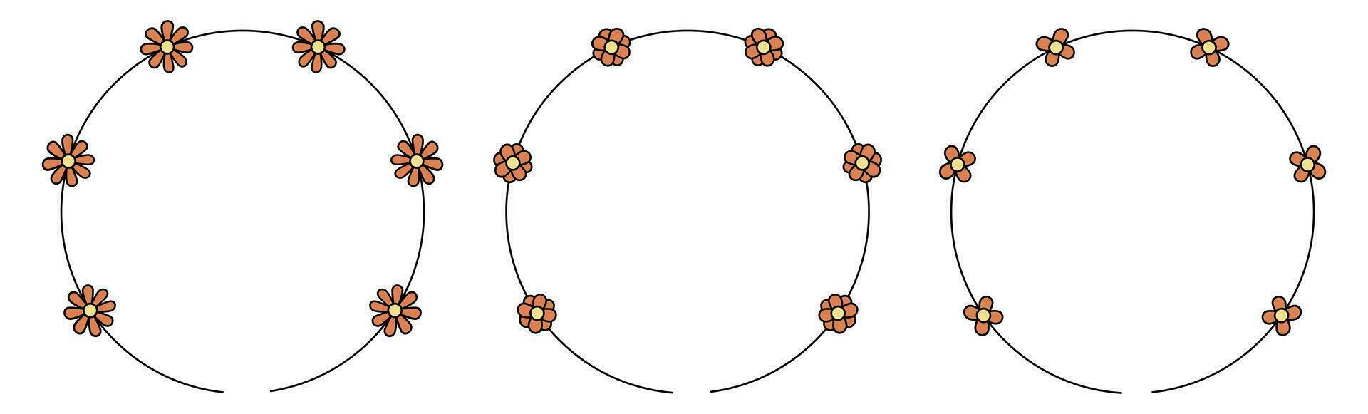 cerchio telaio decorazione elemento con fiori vettore impostato