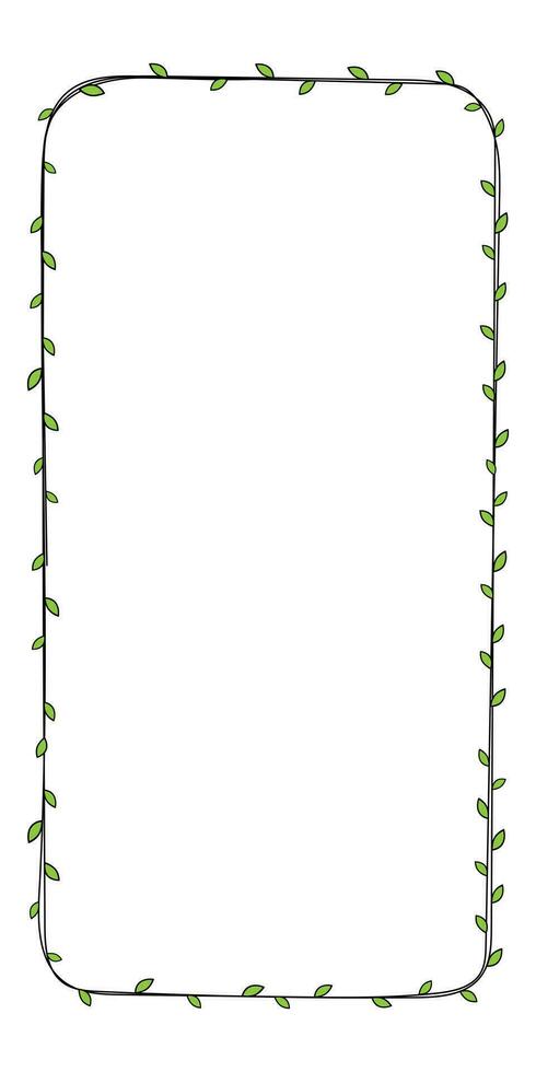 mano disegnato rettangolo telaio decorazione elemento con le foglie vettore impostato