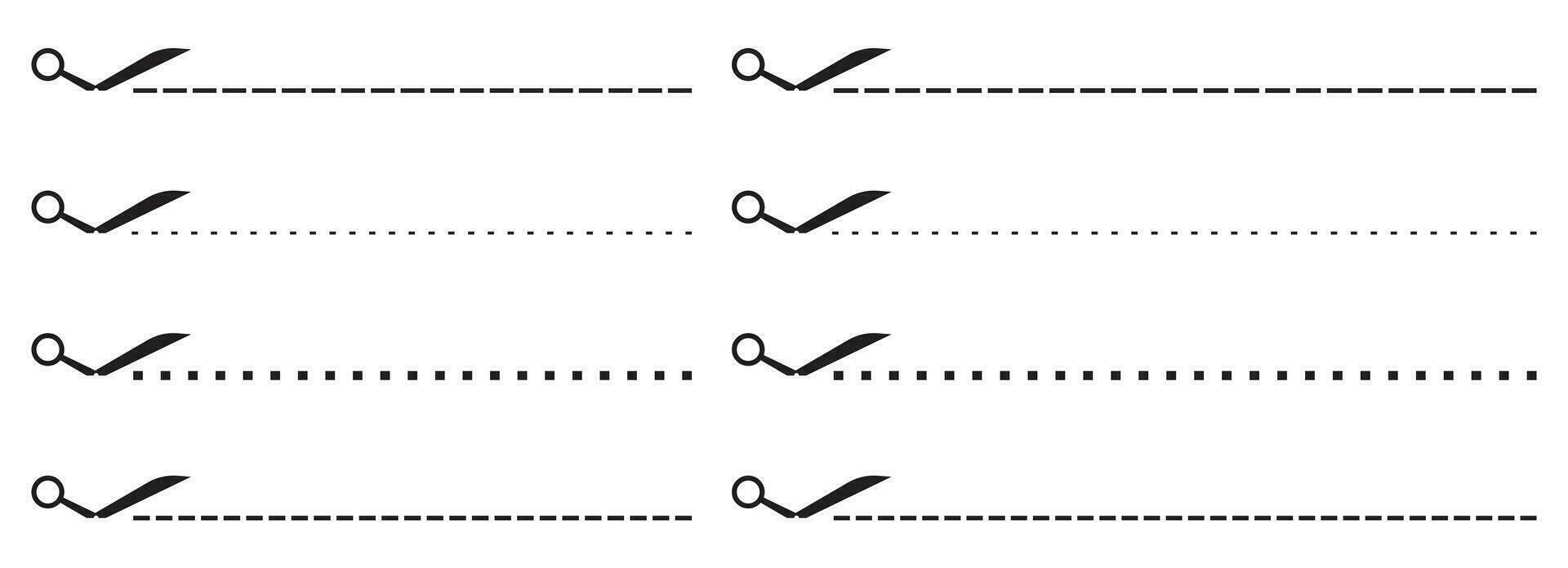 forbici con tagliare tratteggiata linea vettore illustrazione collezione