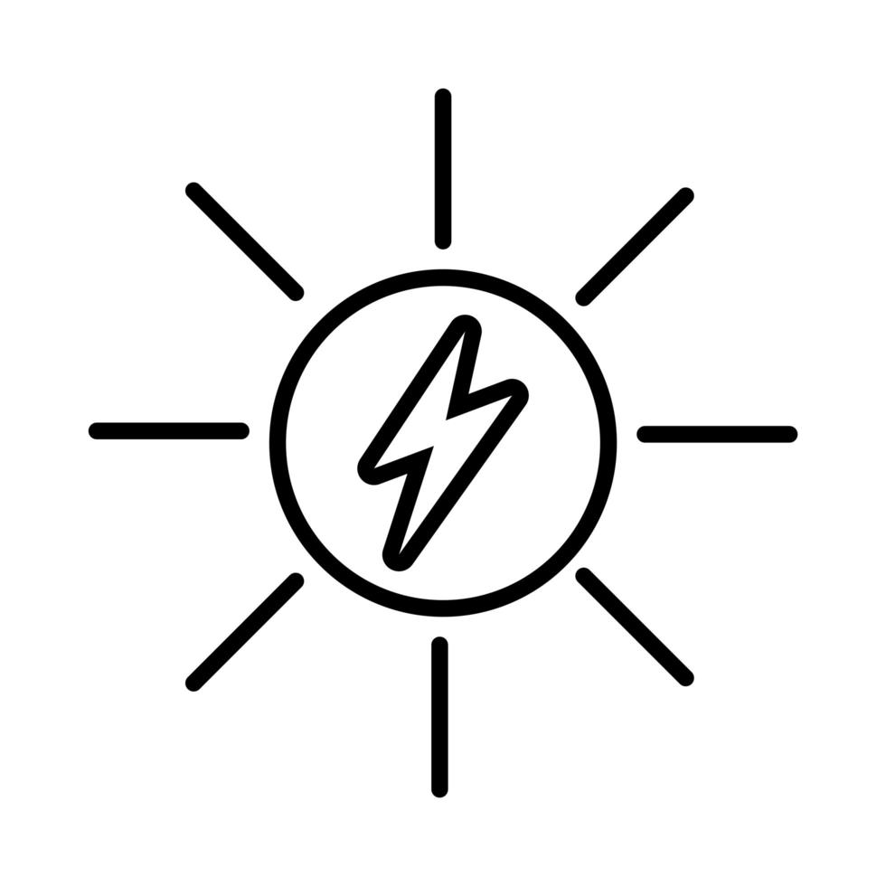 sole estivo con icona di stile della linea del raggio di potenza vettore