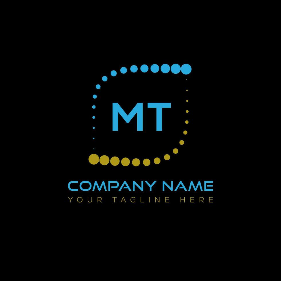 mt lettera logo design su nero sfondo. mt creativo iniziali lettera logo concetto. mt unico design. vettore