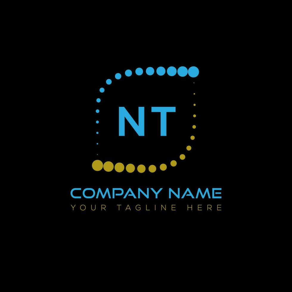 nt lettera logo design su nero sfondo. nt creativo iniziali lettera logo concetto. nt unico design. vettore