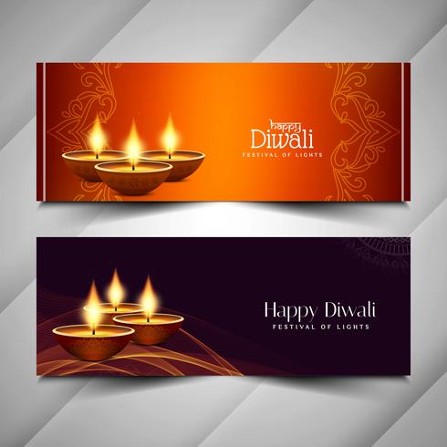 Progettazione astratta delle bandiere religiose felici di Diwali vettore