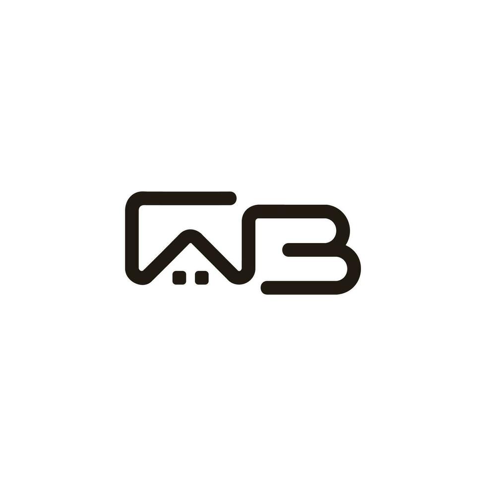 lettera wb casa monoline semplice logo vettore