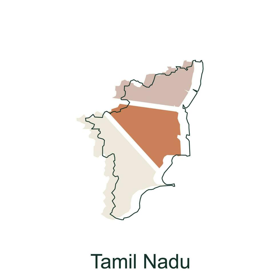 carta geografica di tamil nadu colorato illustrazione disegno, elemento grafico illustrazione modello vettore