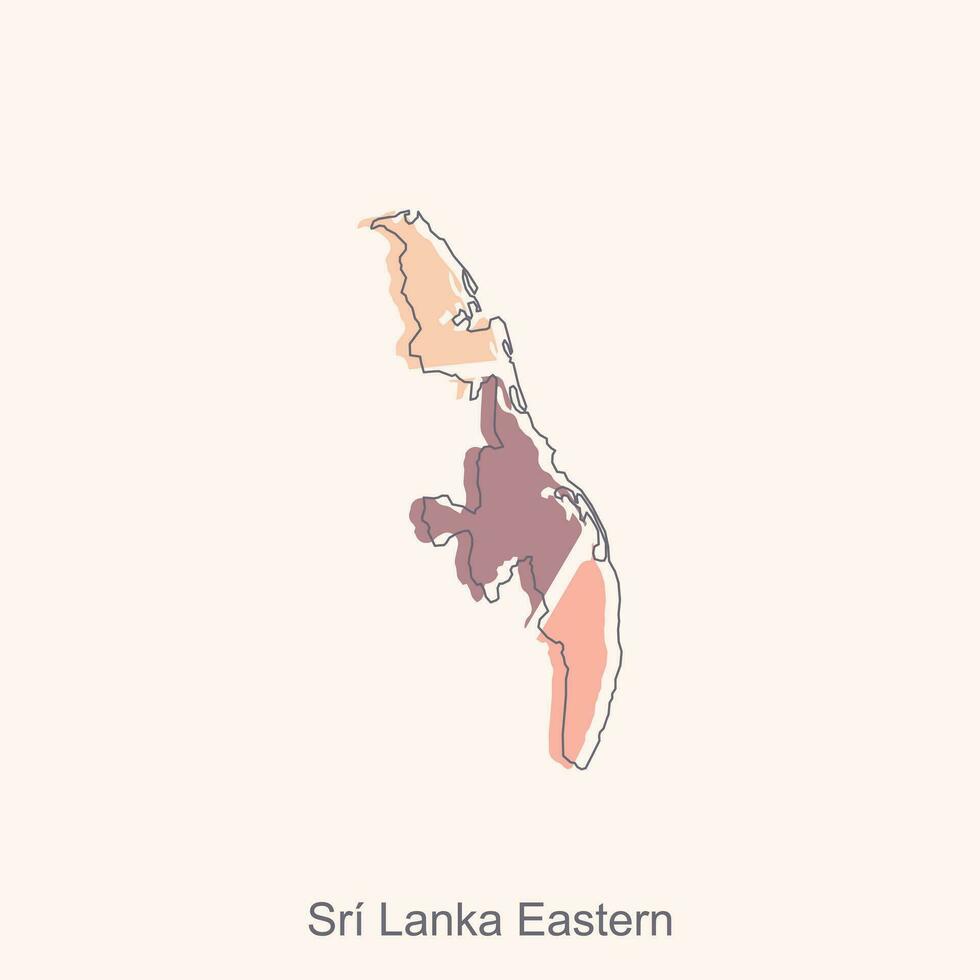 carta geografica di sri lanka orientale colorato illustrazione disegno, mondo carta geografica internazionale vettore modello con schema grafico schizzo stile isolato su bianca sfondo