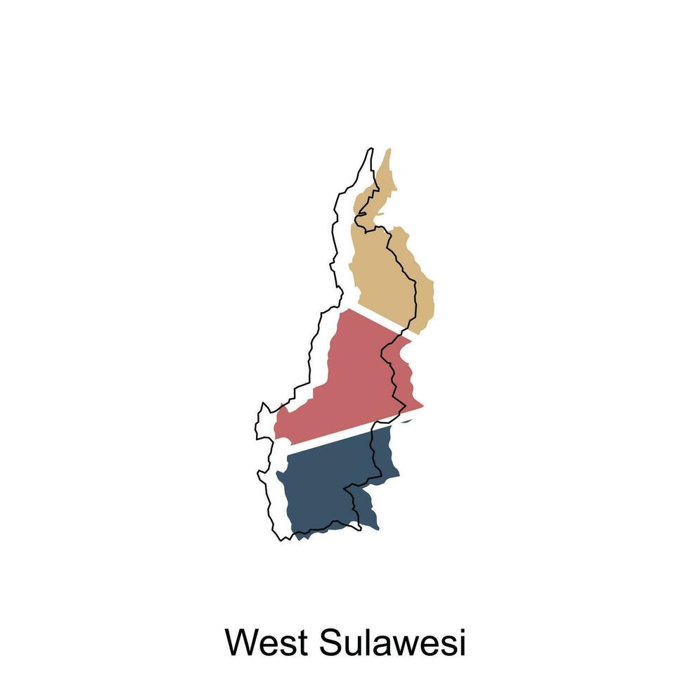 carta geografica di ovest sulawesi illustrazione disegno, mondo carta geografica internazionale vettore modello con schema grafico schizzo stile isolato su bianca sfondo