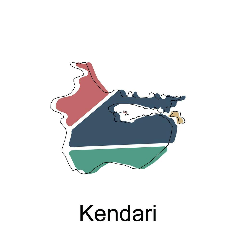 carta geografica di kendari colorato moderno geometrico con schema disegno, elemento grafico illustrazione modello vettore