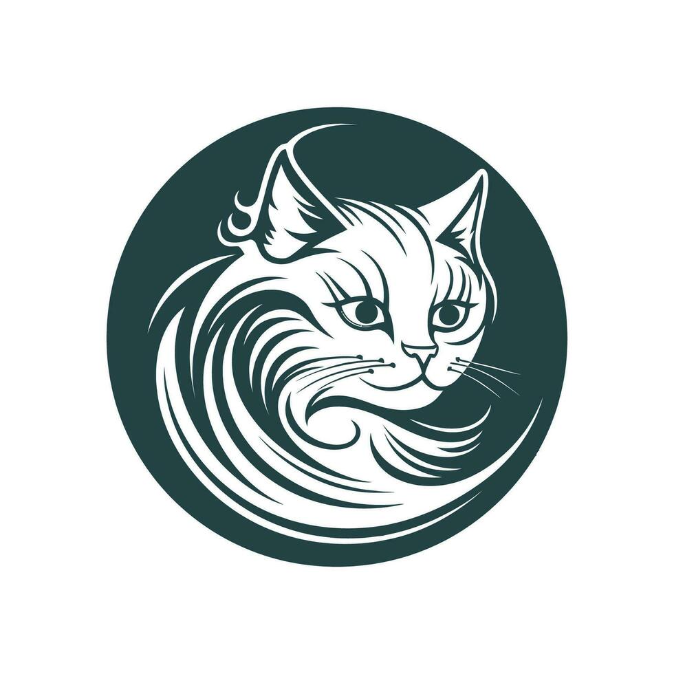 gatto logo illustrazione vettore design modello