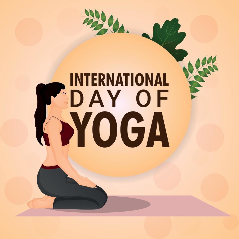 giornata internazionale dello yoga con illustrazione vettoriale e sfondo