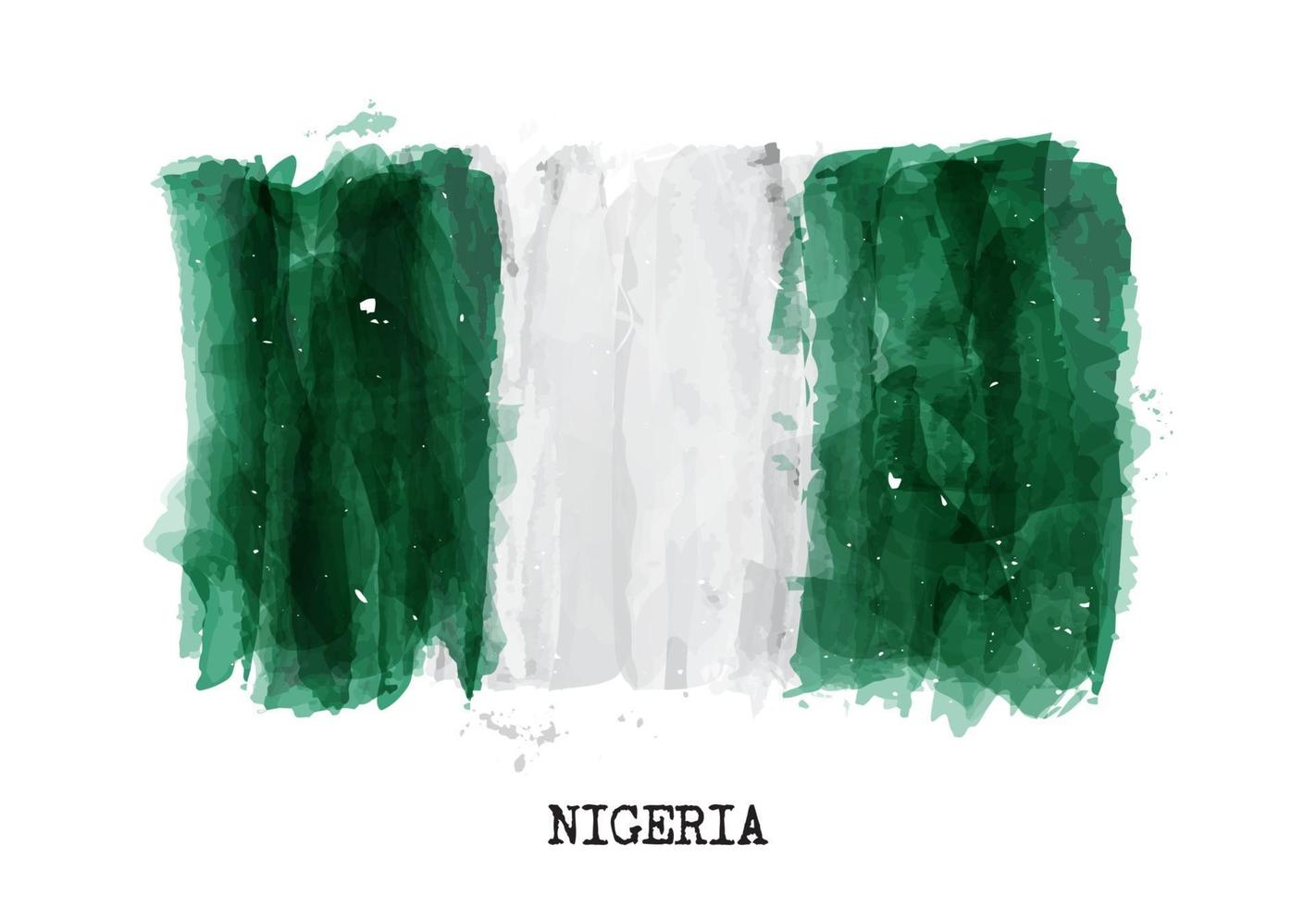 disegno di pittura ad acquerello bandiera della nigeria vettore