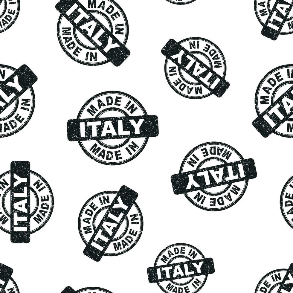 fatto nel Italia francobollo senza soluzione di continuità modello sfondo. attività commerciale piatto vettore illustrazione. manufatto nel Italia simbolo modello.