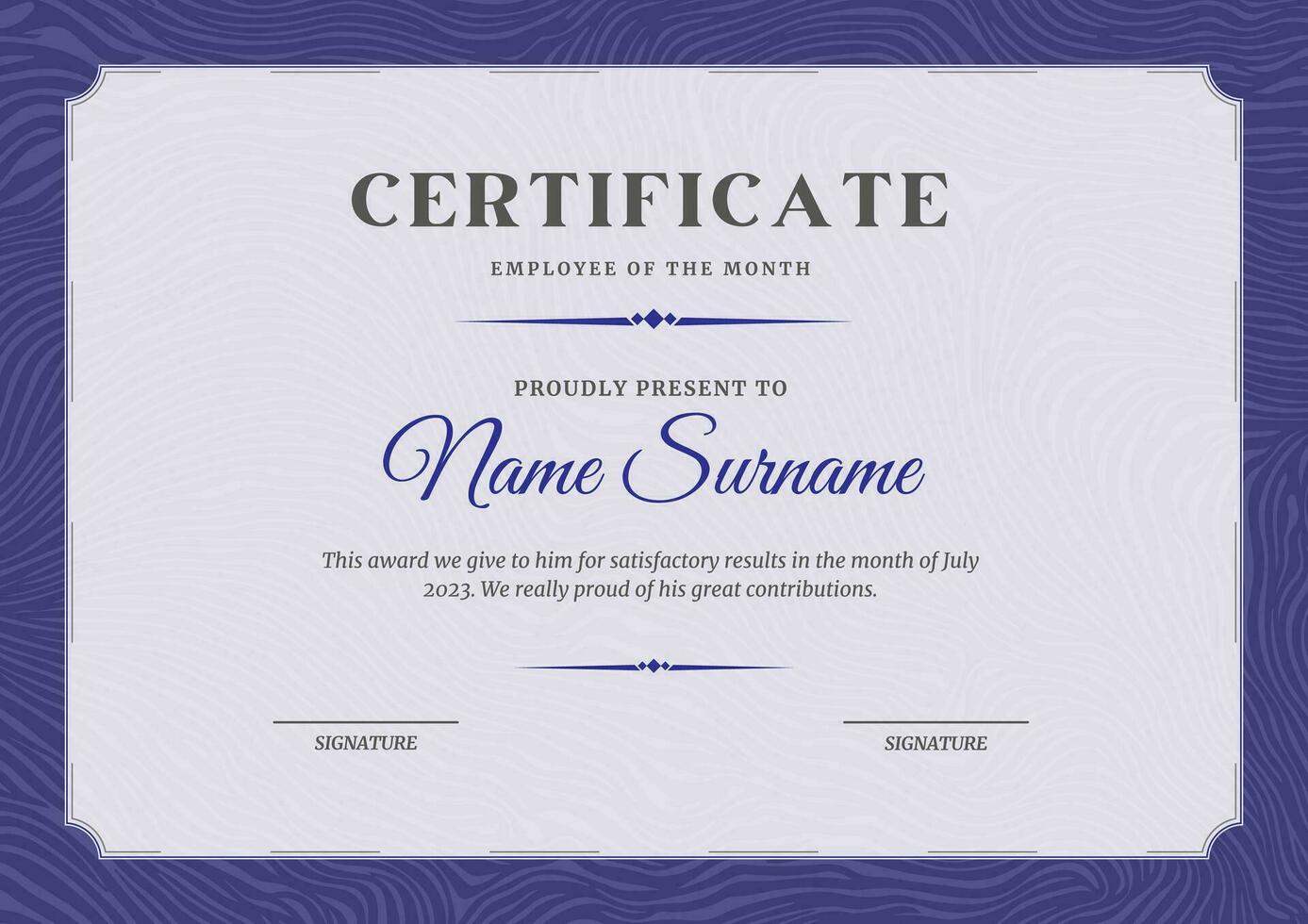 elegante certificato design per realizzazione e apprezzamento con astratto sfondo vettore