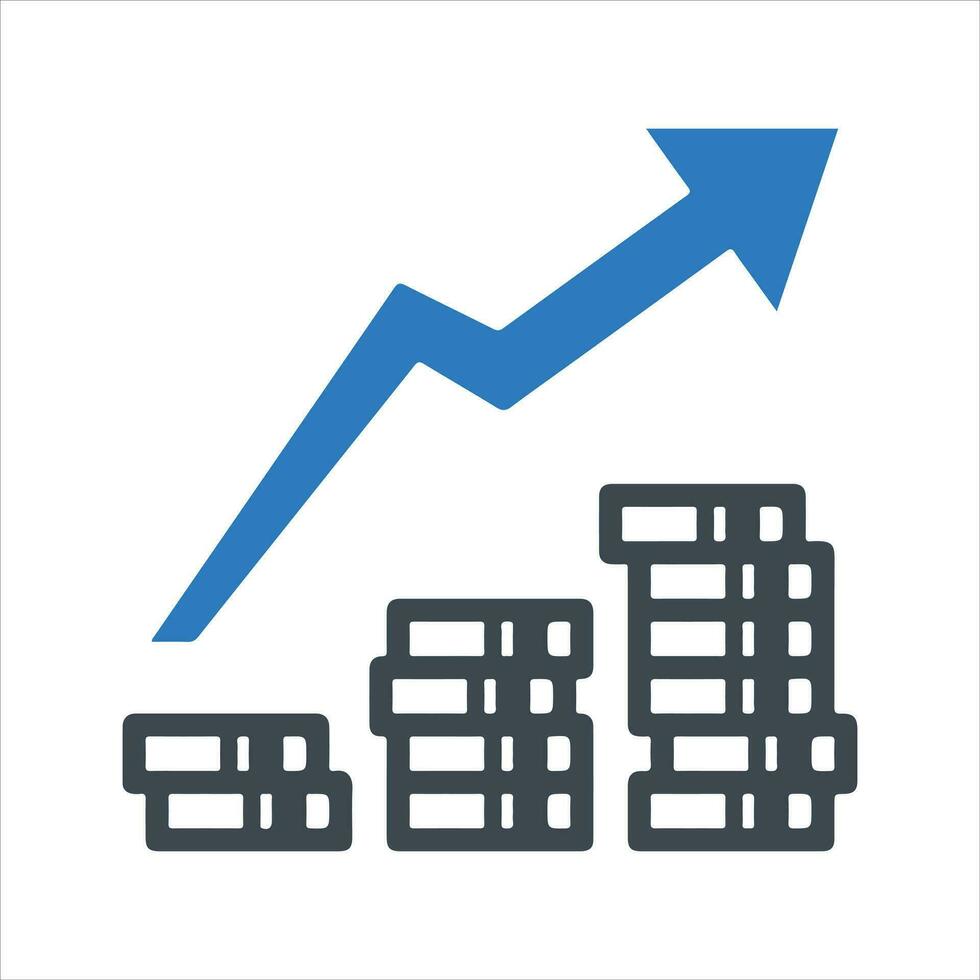 finanziario crescita icona, vettore e glifo