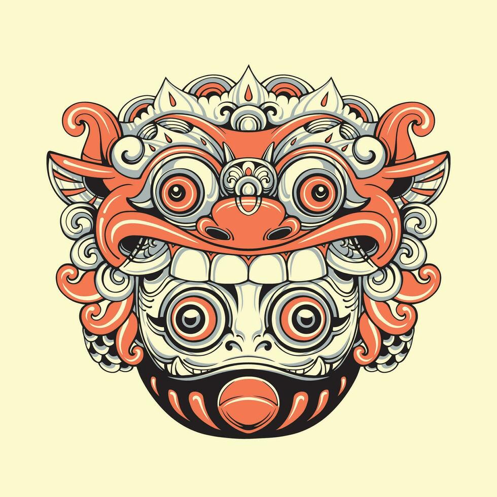 barong balinese daruma vettore arte