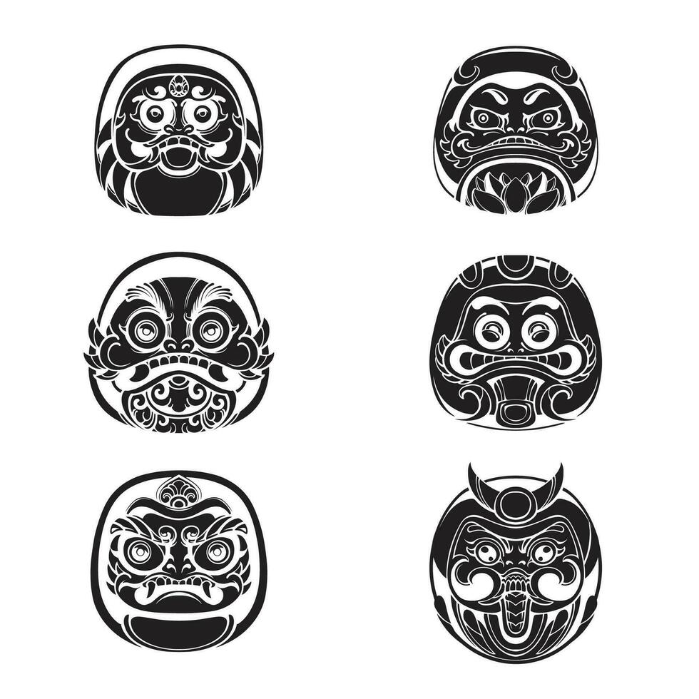 giapponese daruma maschera silhouette vettore arte