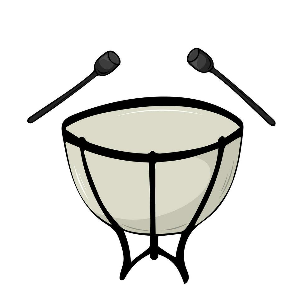 vettore illustrazione di un' timpani tamburellare. classico musicale strumenti. isolato oggetti. bianca sfondo