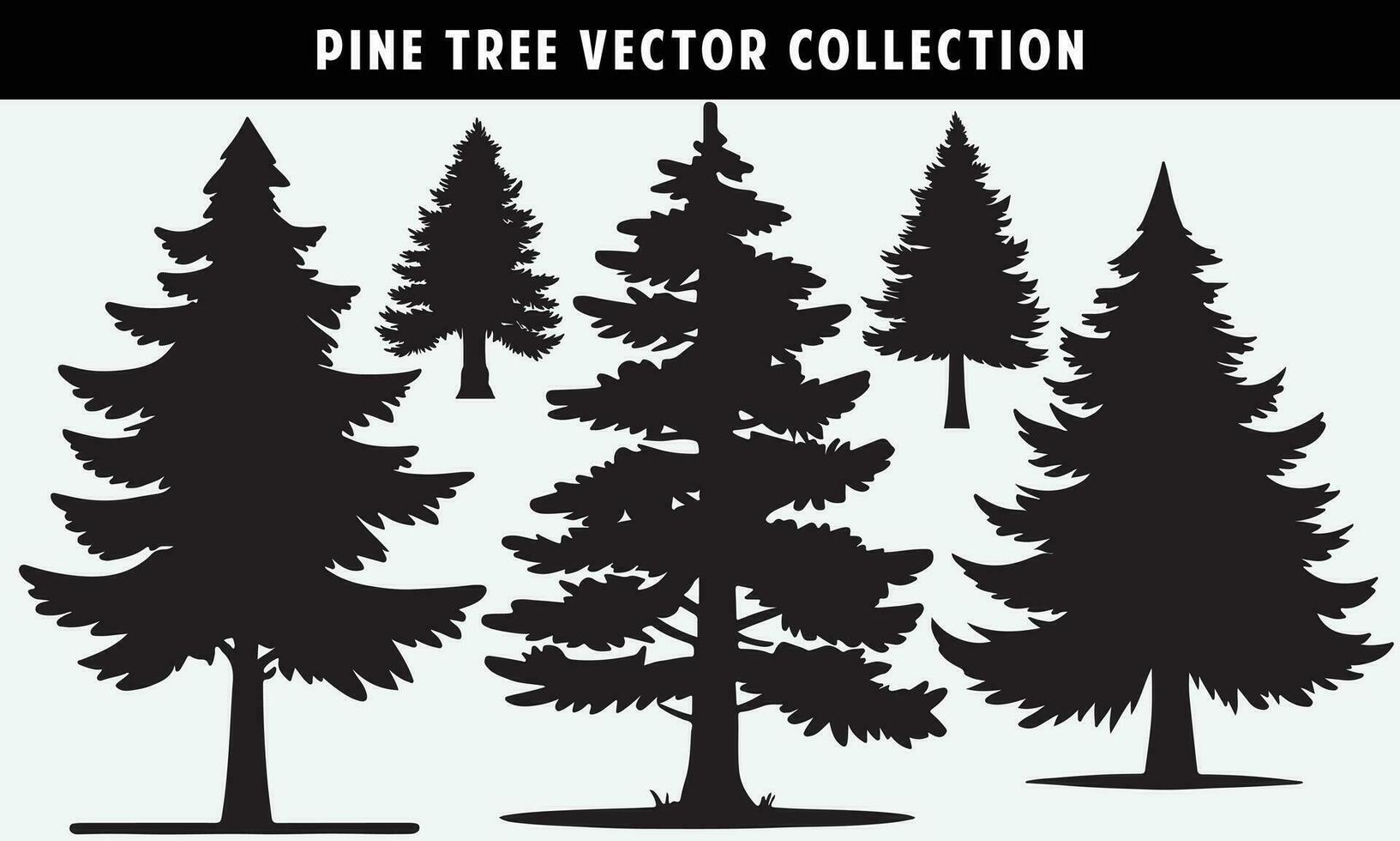 impostato di pino alberi sagome vettore grafica per design