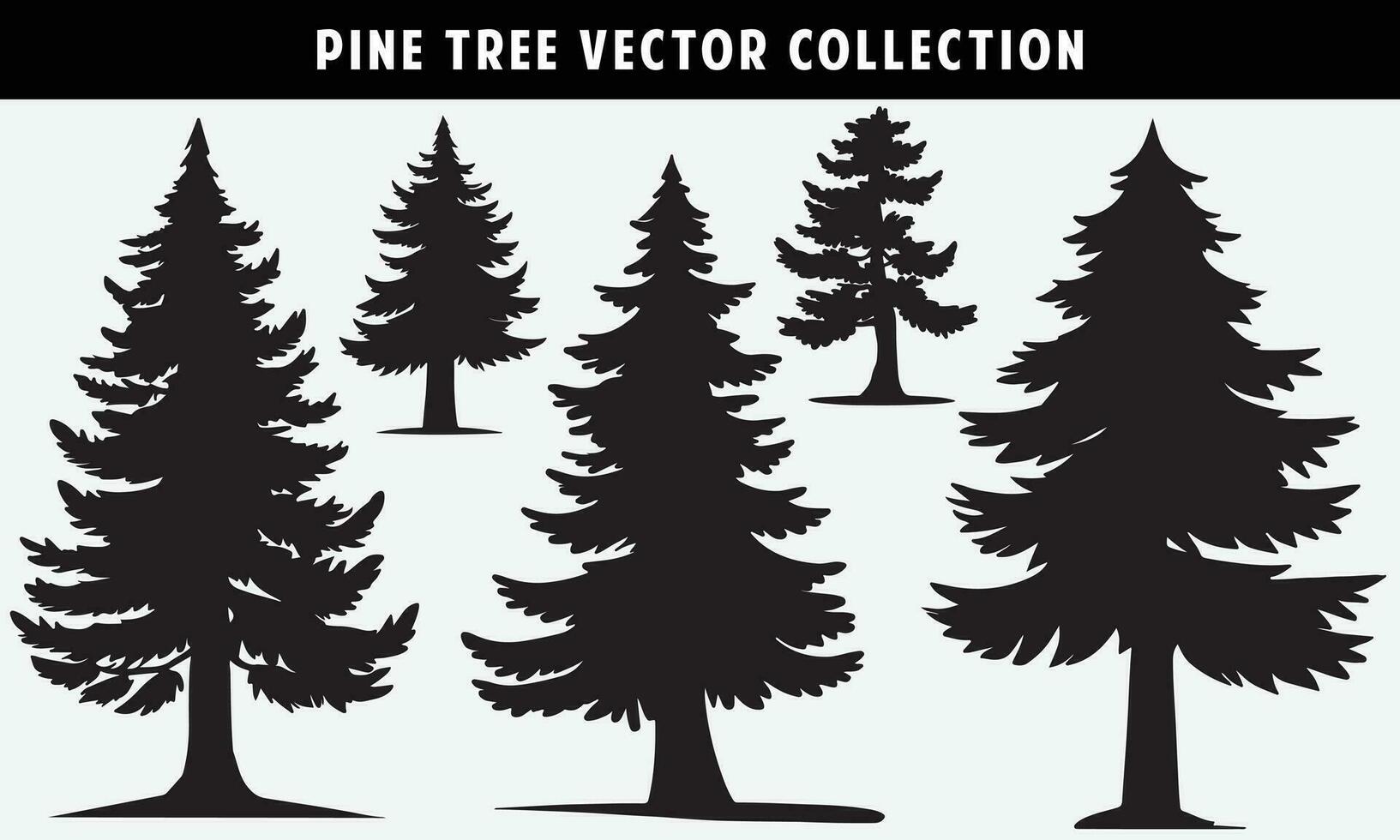 impostato di pino alberi sagome vettore grafica per design