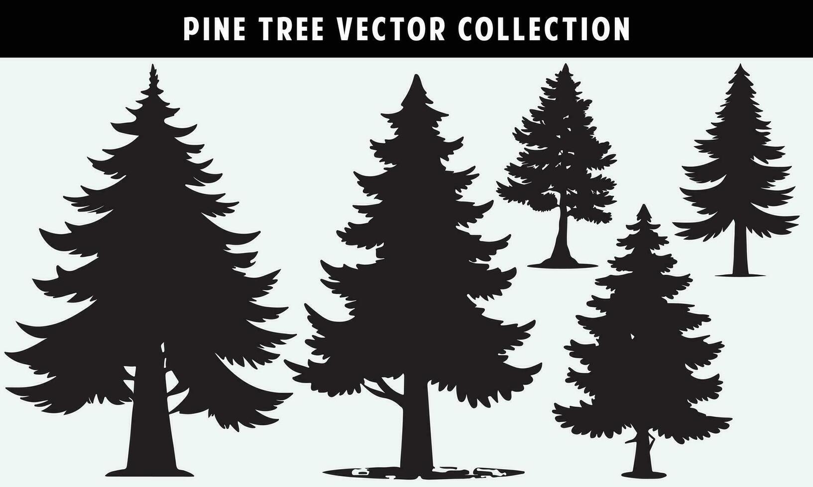 impostato di pino alberi sagome vettore grafica per design