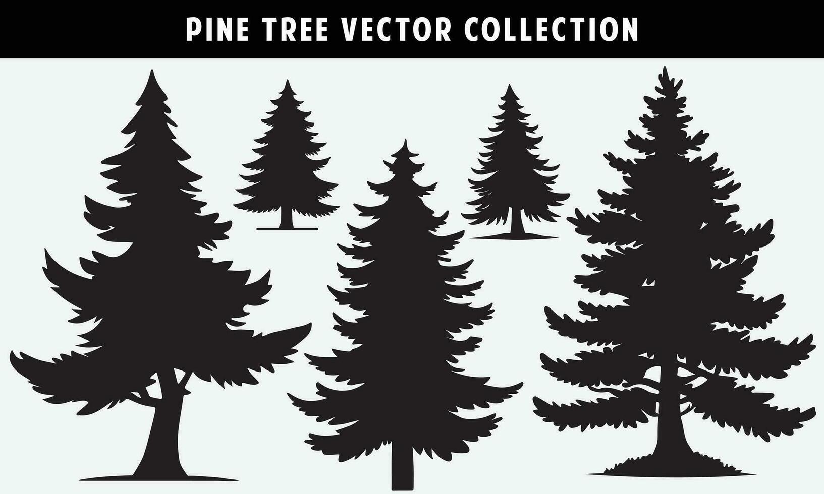 impostato di pino alberi sagome vettore grafica per design