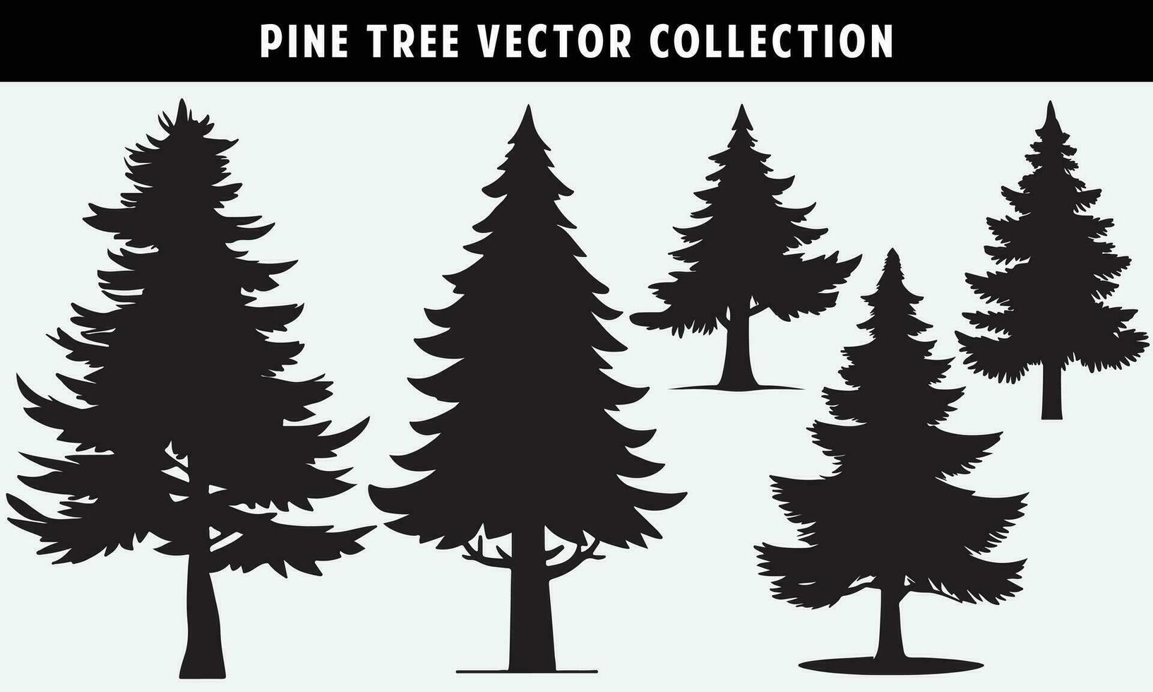 impostato di pino alberi sagome vettore grafica per design