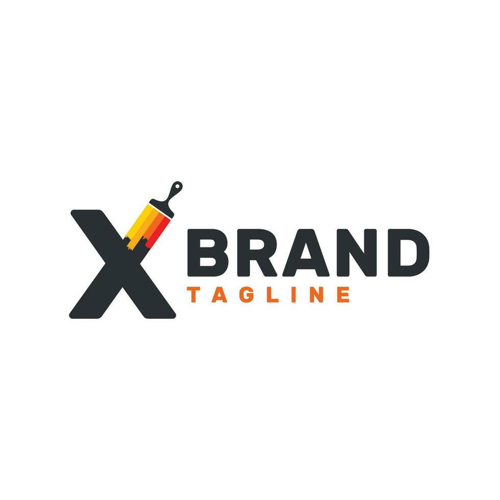 lettera X logo con dipingere spazzola - alfabeto X con dipingere spazzola logo design vettore