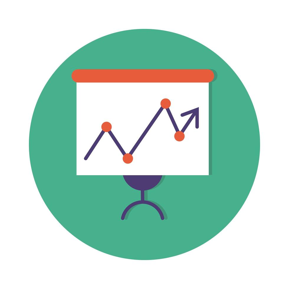 cartone con blocco statistiche infografica e stile piatto vettore