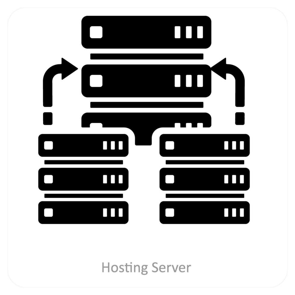 ospitando server e Banca dati icona concetto vettore
