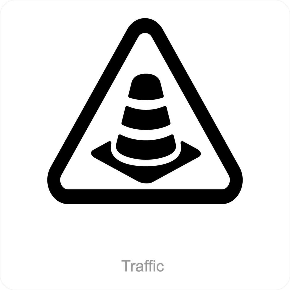 traffico e traffico cono icona concetto vettore